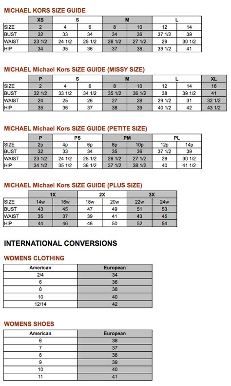 michael michael kors shoe size chart|Michael Kors size guide uk.